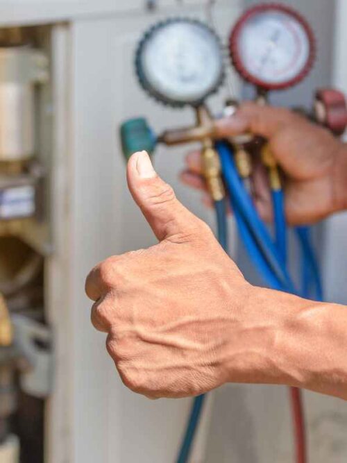 heating services close up thumbs up hvac